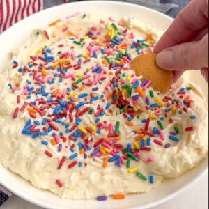 sugar cookie dip in a white bowl.