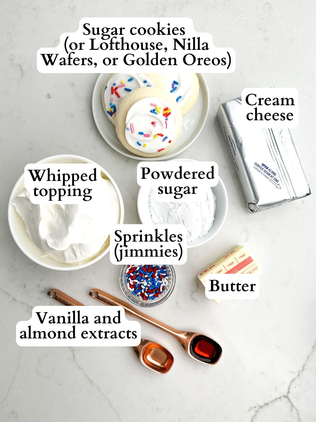 sugar cookie dip ingredients.