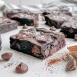 espresso brownies on parchment paper.