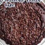 chocolate ricotta cake on a white plate.