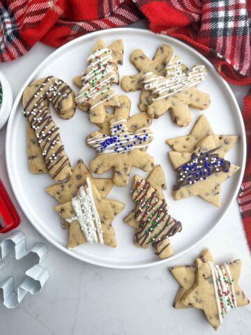 Christmas chocolate chip cutout cookies.