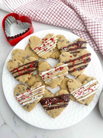 Valentine's Day chocolate chip cutout cookies.