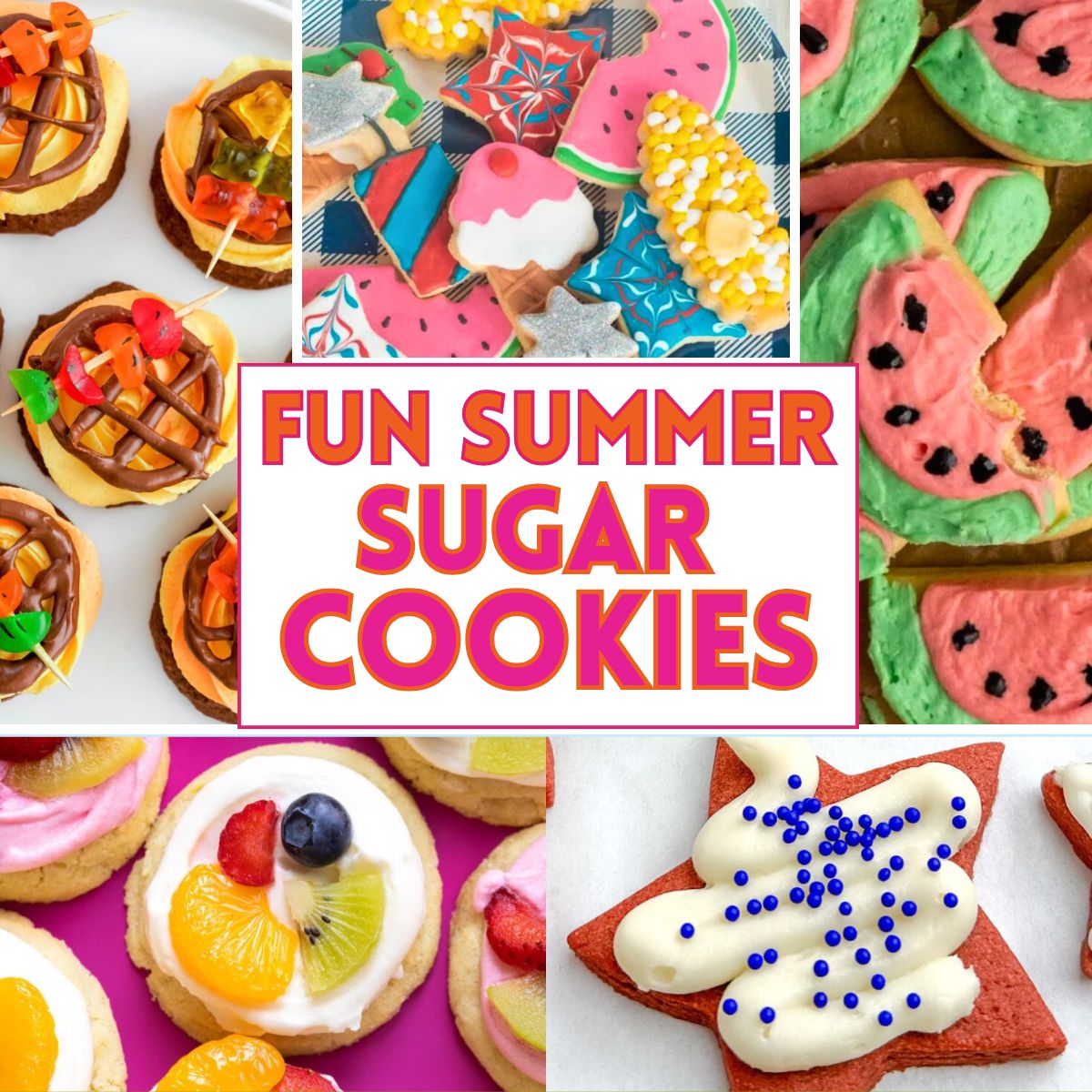 collage of various summer cookie recipes