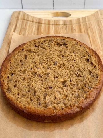 a round hummingbird cake layer with the domed top cut off.