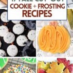 collage of fall cut out cookies.