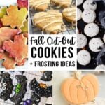 collage of fall cut out cookies.