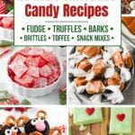 collage of no-bake Christmas candies.