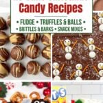 collage of no-bake Christmas candies.