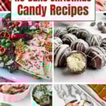 collage of no-bake Christmas candies.