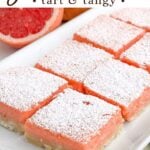 grapefruit bars on a white plate.