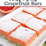 grapefruit bars on a white plate.